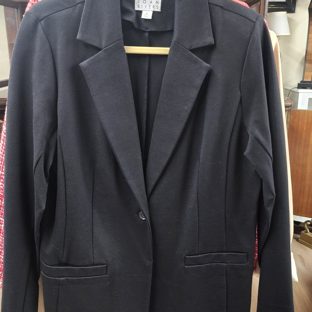 Joan Rivers Black Single-Button Tailored Blazer